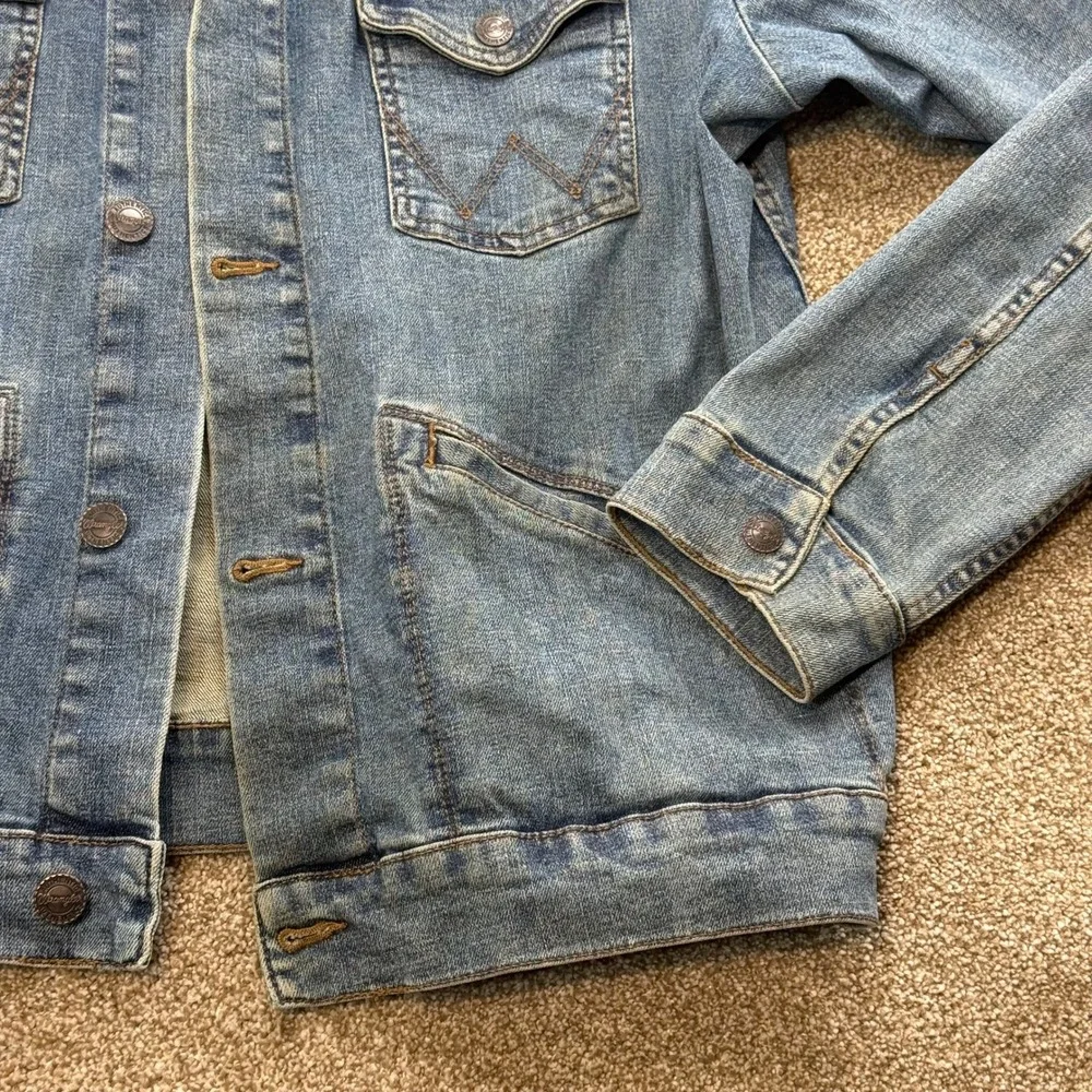 Wrangler Retro Mens Blue Denim Trucker Jacket L Cotton VTG Coat Jean Western